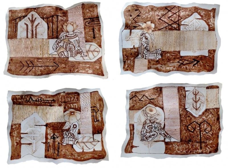 contemporary mixed media titled 'Beautiful Strength', 20x28 inches, by artist Mandar Khadtar on Leather Burning