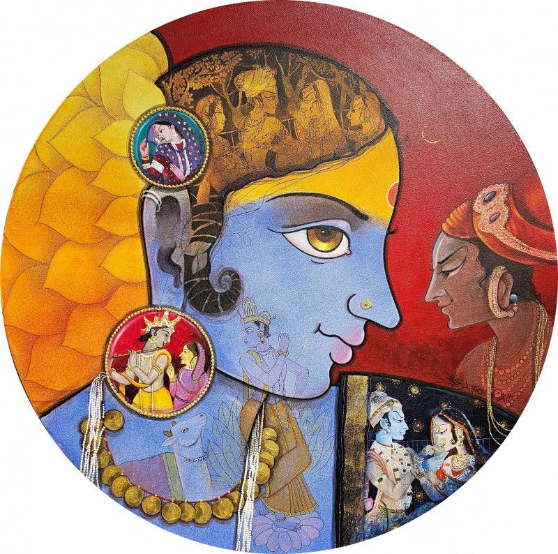 Religious acrylic painting titled 'Beauty', 36x36 inches, by artist Sachin Kharat on Canvas