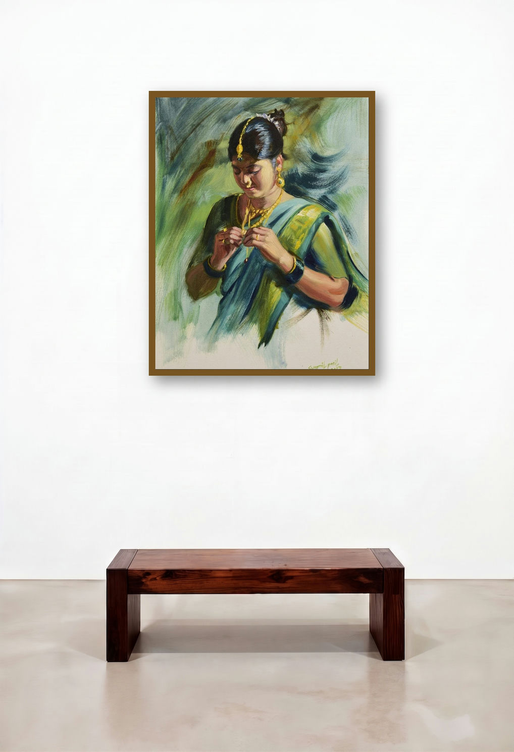 Beauty (Adorned Women) by artist Swapniil Paatil displayed in a Classic Hallway