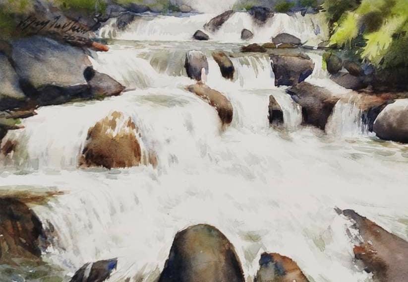 Seascape watercolor painting titled 'Beauty', 8x11 inches, by artist Vijay Jadhav on Paper