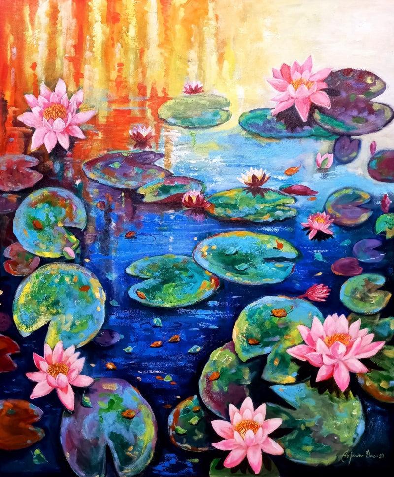Nature acrylic painting titled 'Beauty Of Nature 4', 42x36 inches, by artist Arjun Das on Canvas