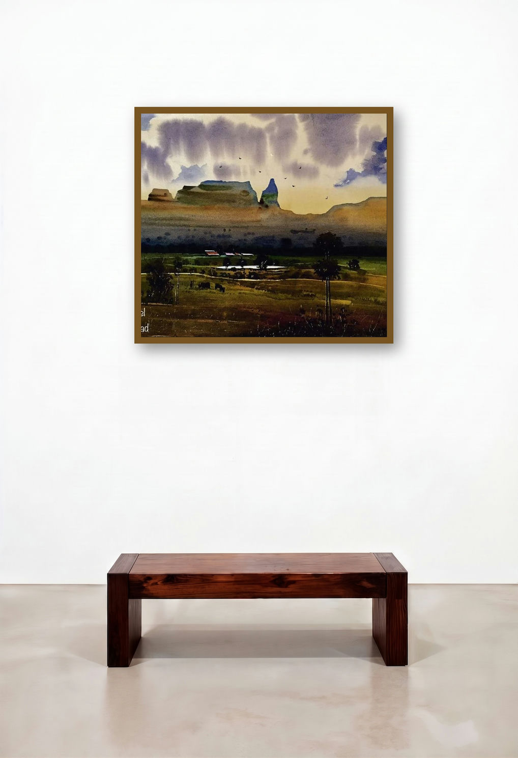 Beauty Of Village (Stormy Horizon) by artist Sohel Sayyad displayed in a Classic Bedroom
