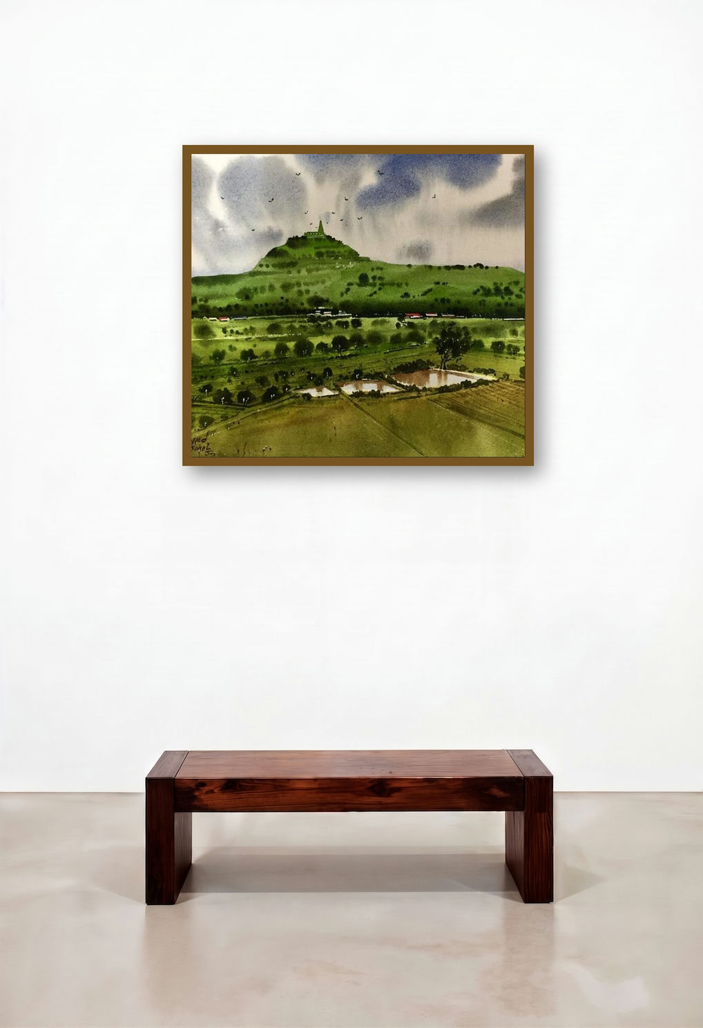 Beauty Of Village (Hillside Haven) by artist Sohel Sayyad displayed in a Modern Foyer