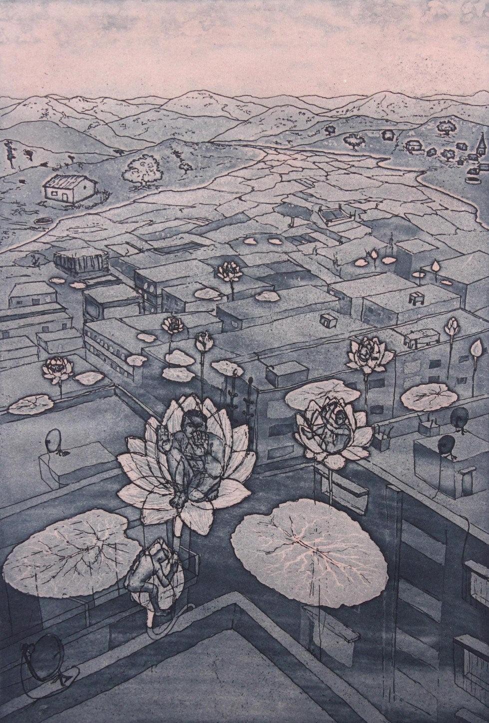 Nature printmaking titled 'Beetle', 32x23 inches, by artist Sachin Bhausaheb Manchare on Paper