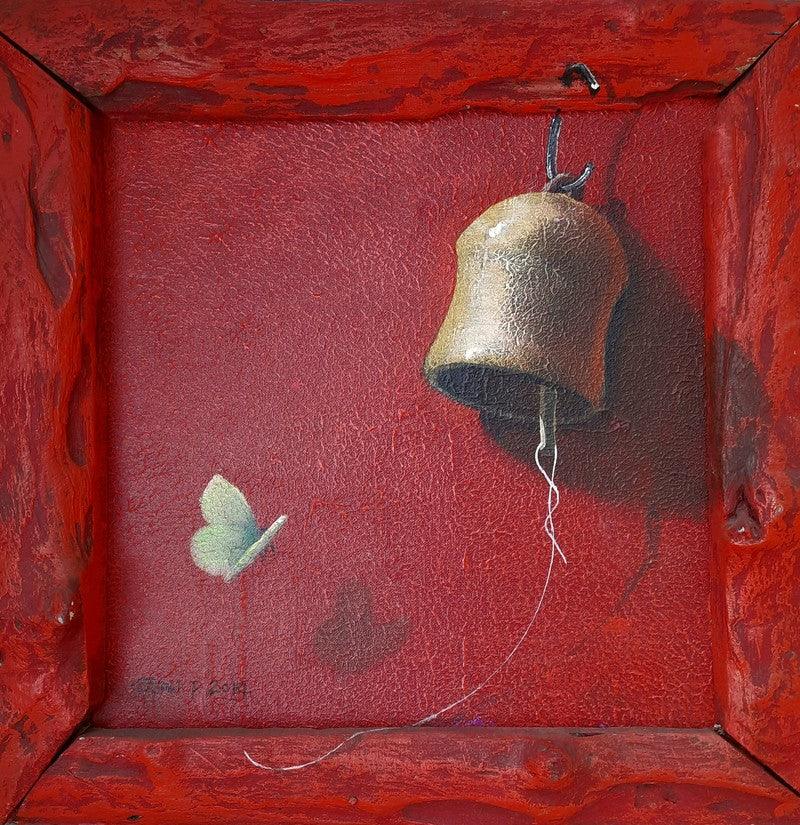 Still-life acrylic painting titled 'Bell', 12x12 inches, by artist Gopal Pardeshi on Canvas