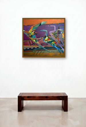 Beyond The Horizon (Untitled) by artist Madan Lal displayed in a Boutique Hotel Style Living Room