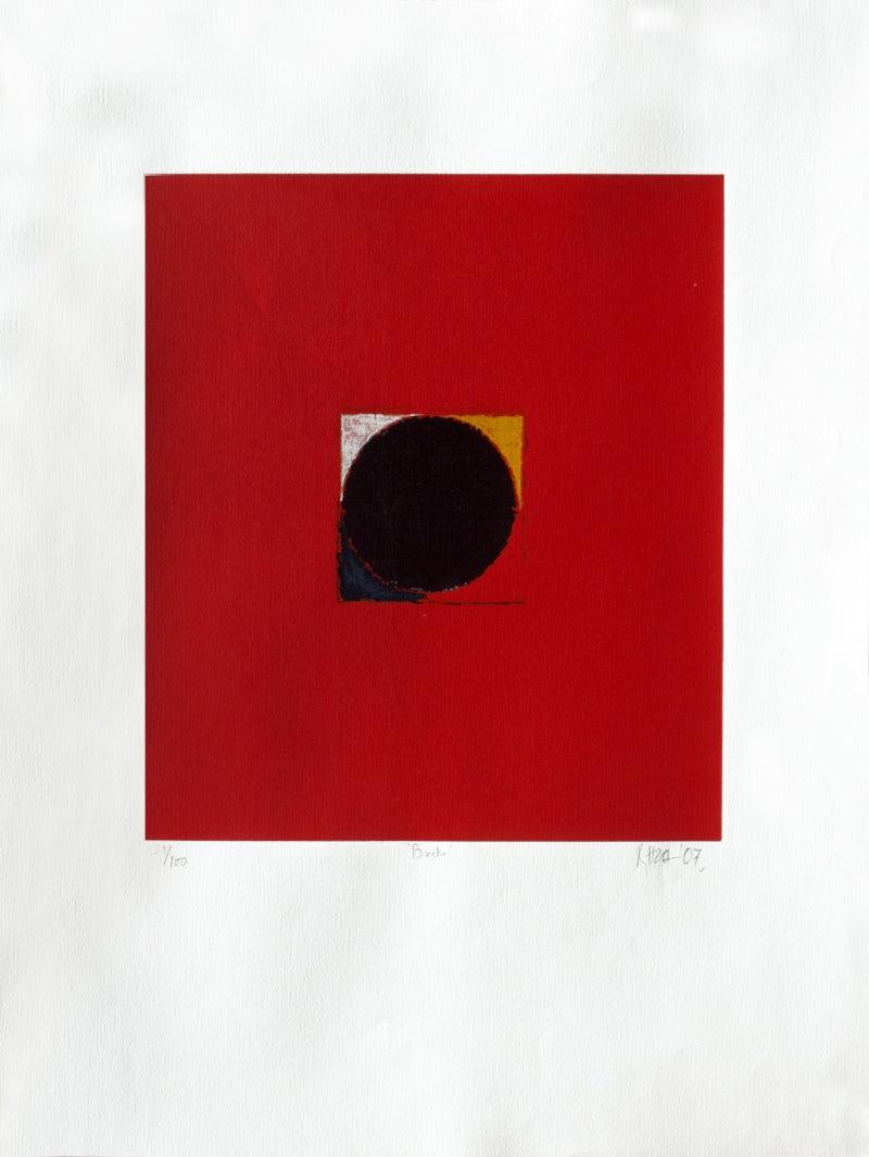 Abstract serigraphs painting titled 'Bindu', 40x30 inches, by artist S. H. Raza on Paper