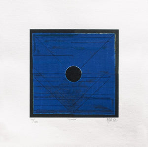 Abstract serigraphs painting titled 'Bindu', 20x20 inches, by artist S. H. Raza on Paper