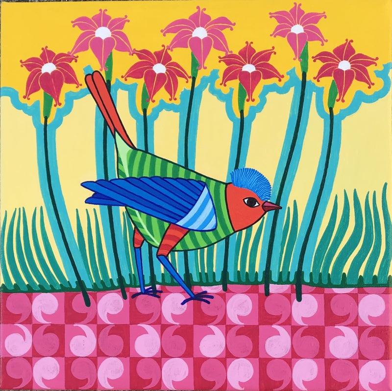 Animals acrylic painting titled 'Bird 1', 12x12 inches, by artist Thota Laxminarayana on Canvas