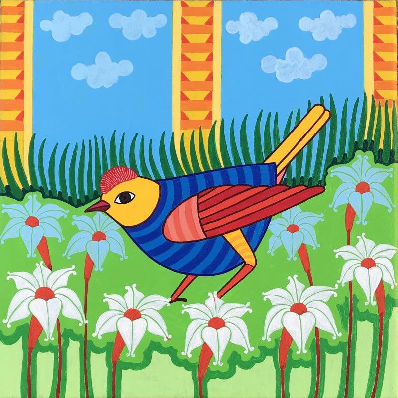 Animals acrylic painting titled 'Bird 2', 12x12 inches, by artist Thota Laxminarayana on Canvas