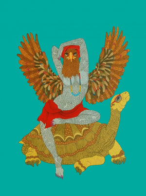 Fantasy acrylic painting titled 'Bird', 48x36 inches, by artist Bandana Kumari on Canvas