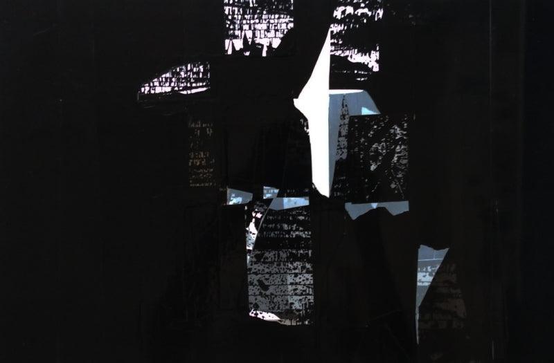 Abstract mixed media painting titled 'Black', 12x18 inches, by artist Gajanan Kabade on Synthic Board