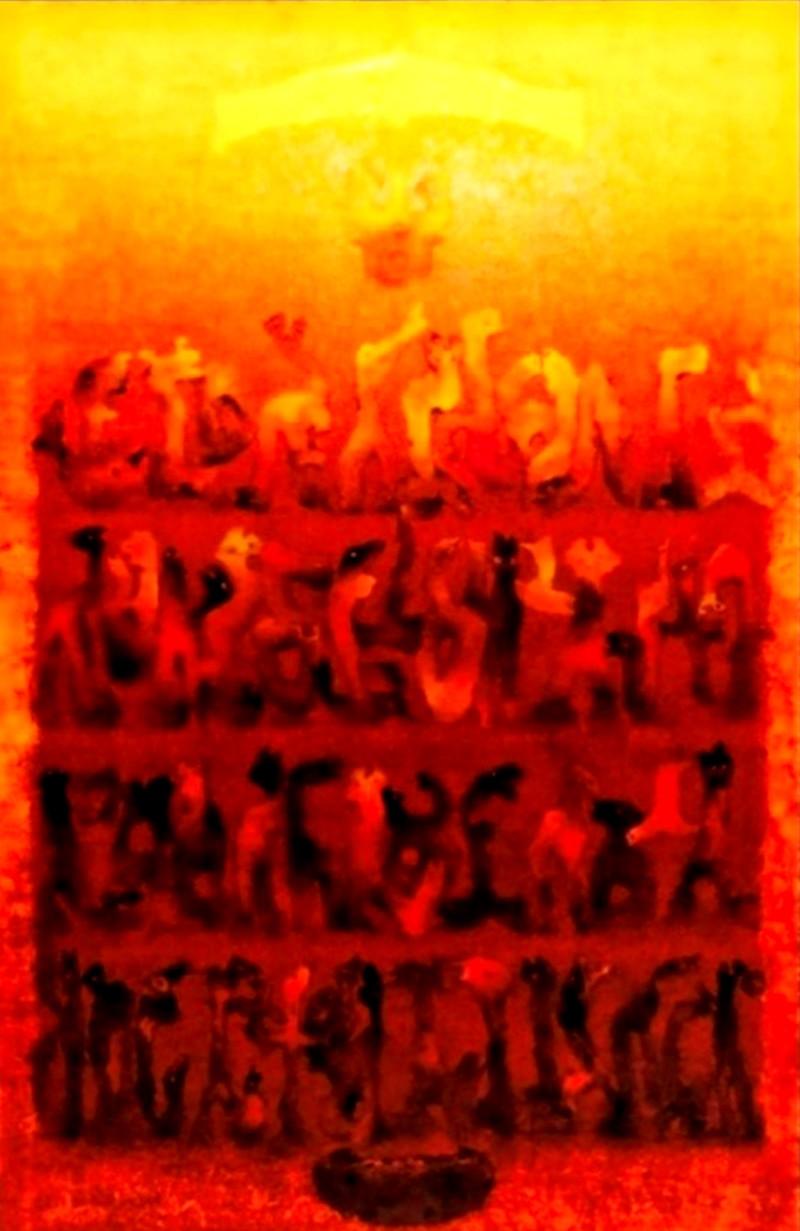 Abstract oil painting titled 'Blessing', 36x24 inches, by artist Ajay Meshram on Canvas