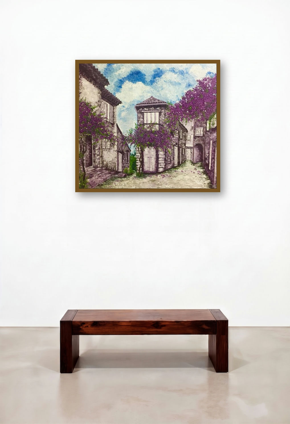 Bliss (Purple Haze) by artist Shilpi Singh Patel displayed in a Urban Loft Library