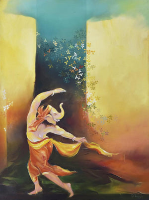 Religious oil painting titled 'Blooming', 36x48 inches, by artist Durshit Bhaskar on Canvas