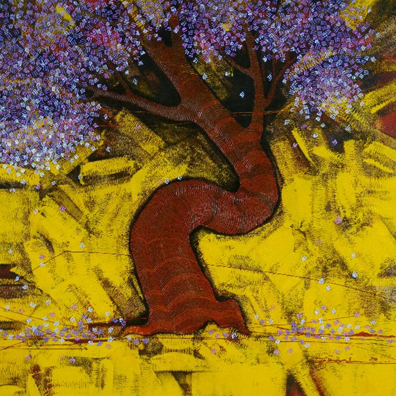 Nature acrylic painting titled 'Blossom', 24x24 inches, by artist Rahul Dangat on Canvas