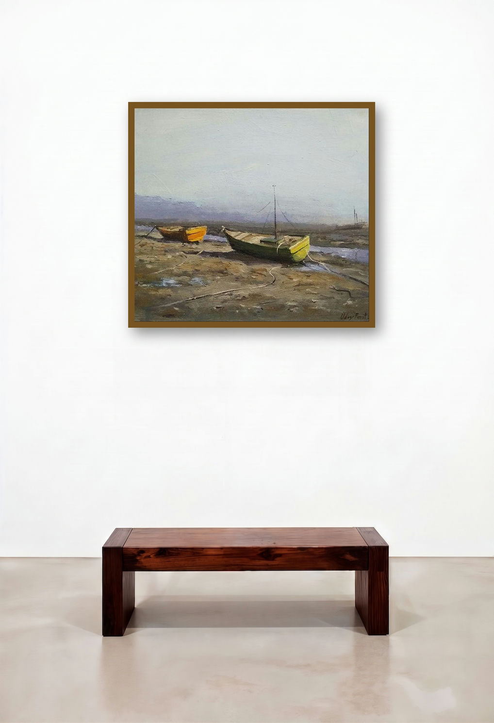 Boat 3 (Seaside Serenity) by artist Uday Farat displayed in a Traditional Study