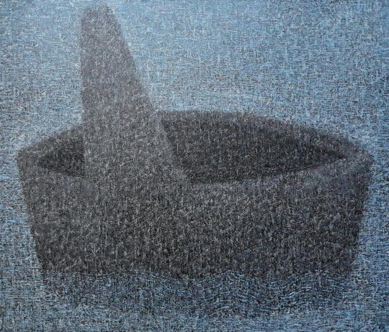 Seascape oil painting titled 'Boat', 30x36 inches, by artist Suraj Lohar on Canvas