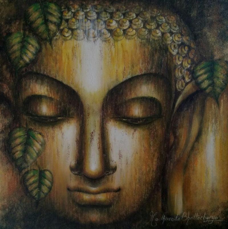 Religious acrylic painting titled 'Bodhi', 24x24 inches, by artist Madhumita Bhattacharya on Canvas