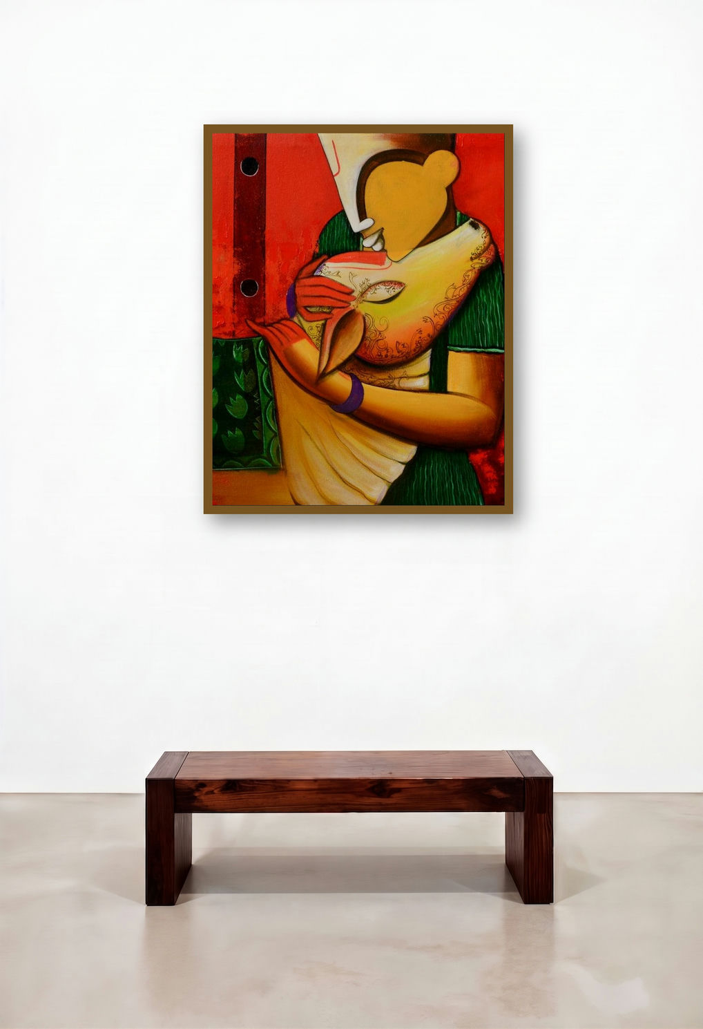 Bovine Friendship (Divine Embrace) by artist Anupam Pal displayed in a Urban Loft Hotel Suite