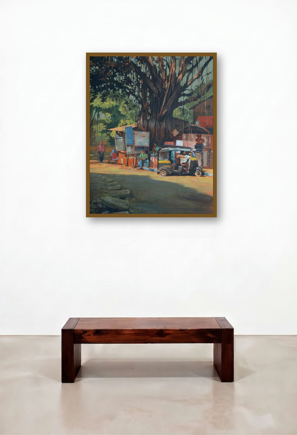Breathing Lights 6 (Morning Chai) by artist Pramod Jagtap displayed in a Boutique Hotel Style Dining Room