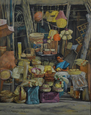 Cityscape acrylic painting titled 'Breathing Lights 7', 19x15 inches, by artist Pramod Jagtap on Canvas