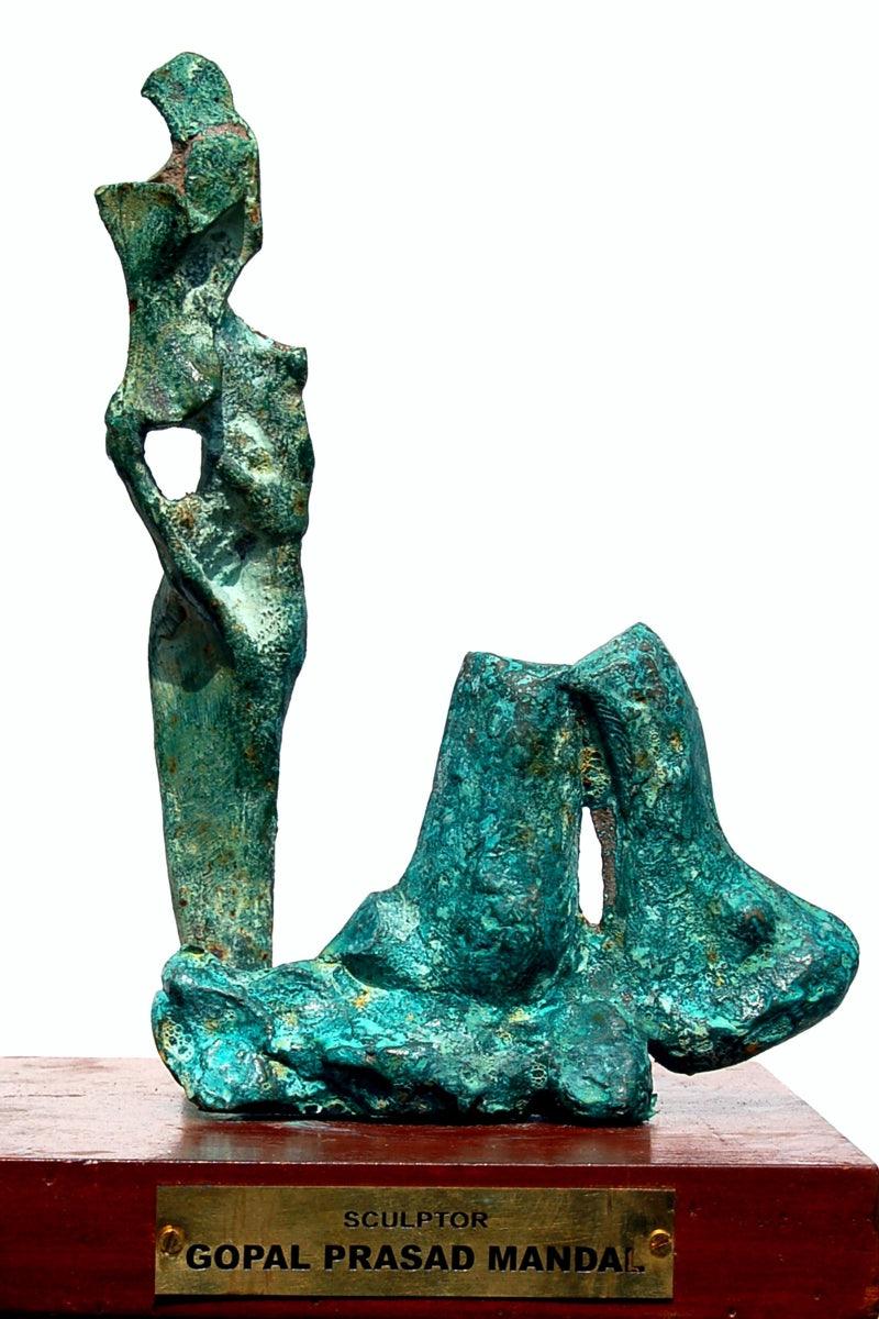 Abstract sculpture titled 'Bronze', 12x14x10 inches, by artist GOPAL PRASAD MANDAL on bronze