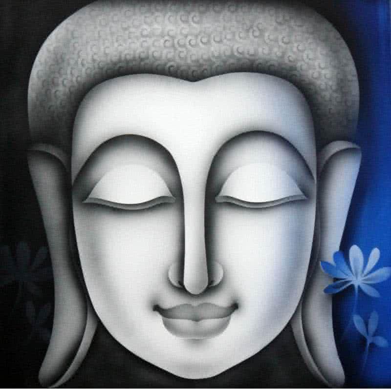 Religious acrylic painting titled 'Buddha 2', 30x30 inches, by artist Pradeesh K on Canvas