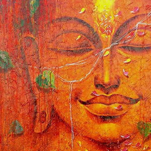 Religious acrylic painting titled 'Buddha 2', 36x36 inches, by artist Pradeep Kumar on Canvas