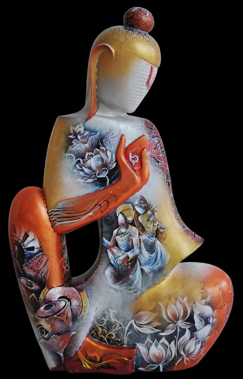 Religious sculpture titled 'Buddha 2', 35x23x8 inches, by artist Swati Pasari on Fiberglass