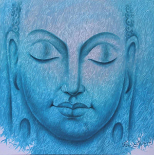 Religious acrylic painting titled 'Buddha 3', 48x48 inches, by artist Prince Chand on Canvas