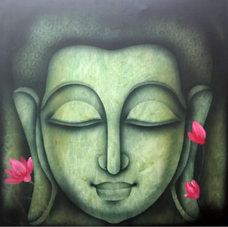 Religious acrylic painting titled 'Buddha 3', 30x30 inches, by artist Pradeesh K on Canvas