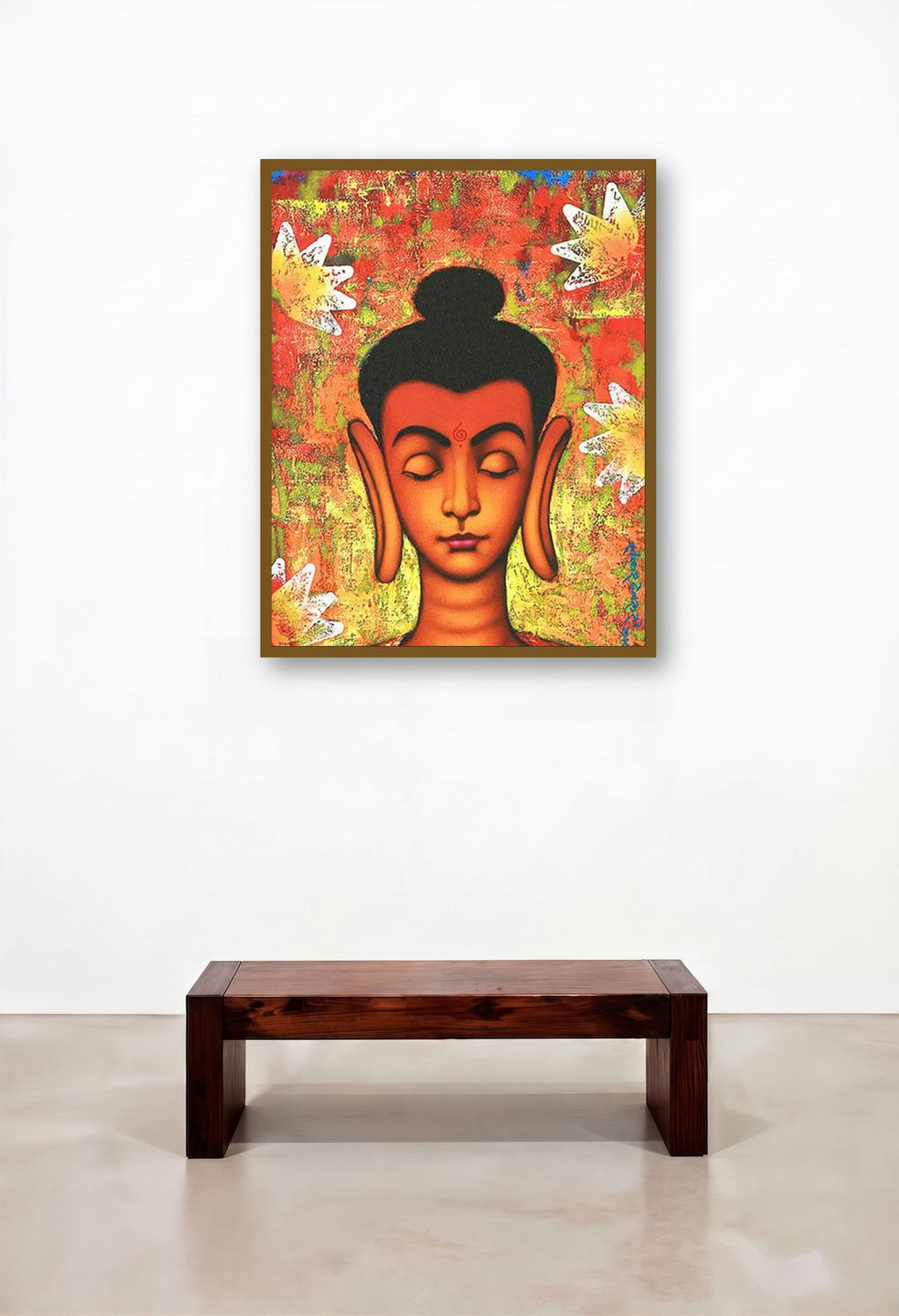 Buddha 3 (Inner Peace) by artist Shankar Devarukhe displayed in a Elegant Home Office