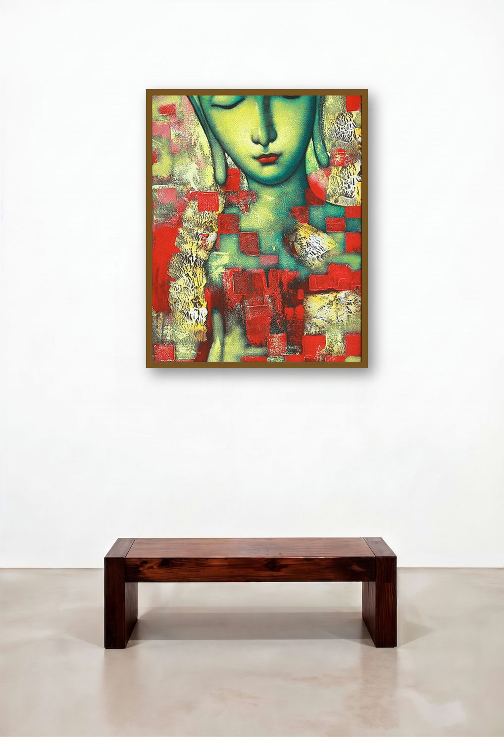 Buddha 4 (Meditative State) by artist Shankar Devarukhe displayed in a Art Deco Home Office