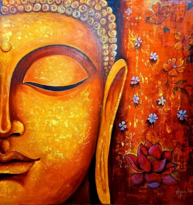Toys acrylic painting titled 'Buddha 5', 46x46 inches, by artist Arjun Das on Canvas