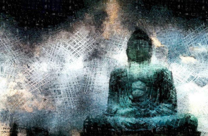 Religious Digital Painting digital art titled 'Buddha', 11x17 inches, by artist Pushpendu Dutta on canvas