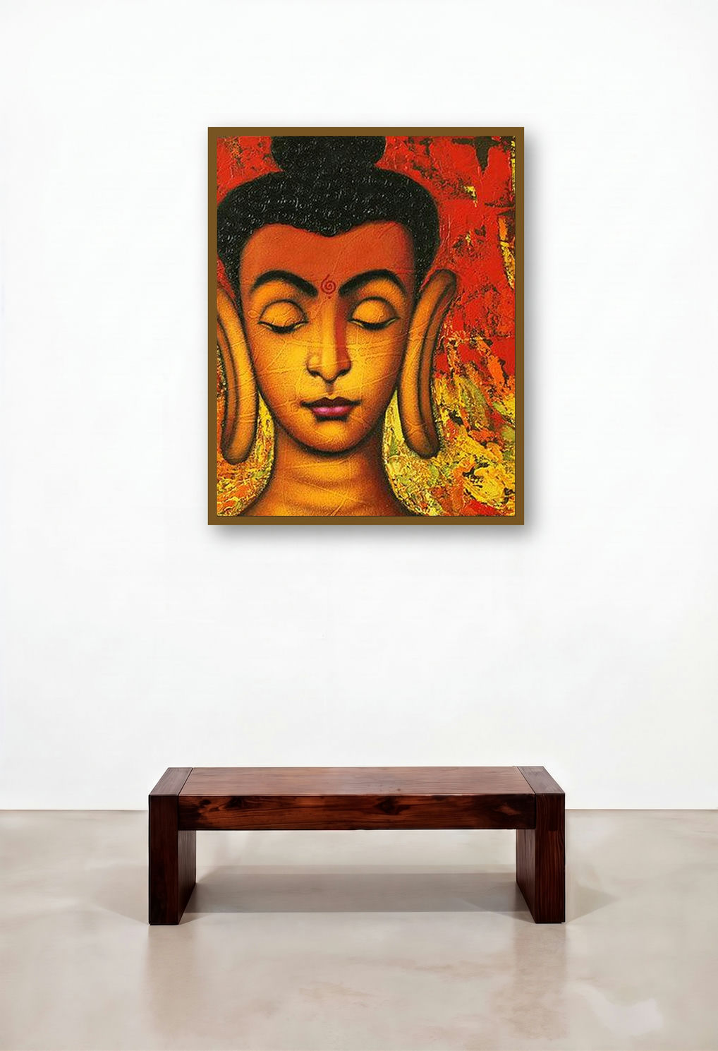 Buddha (Path to Enlightenment) by artist Shankar Devarukhe displayed in a Minimalist Family Room