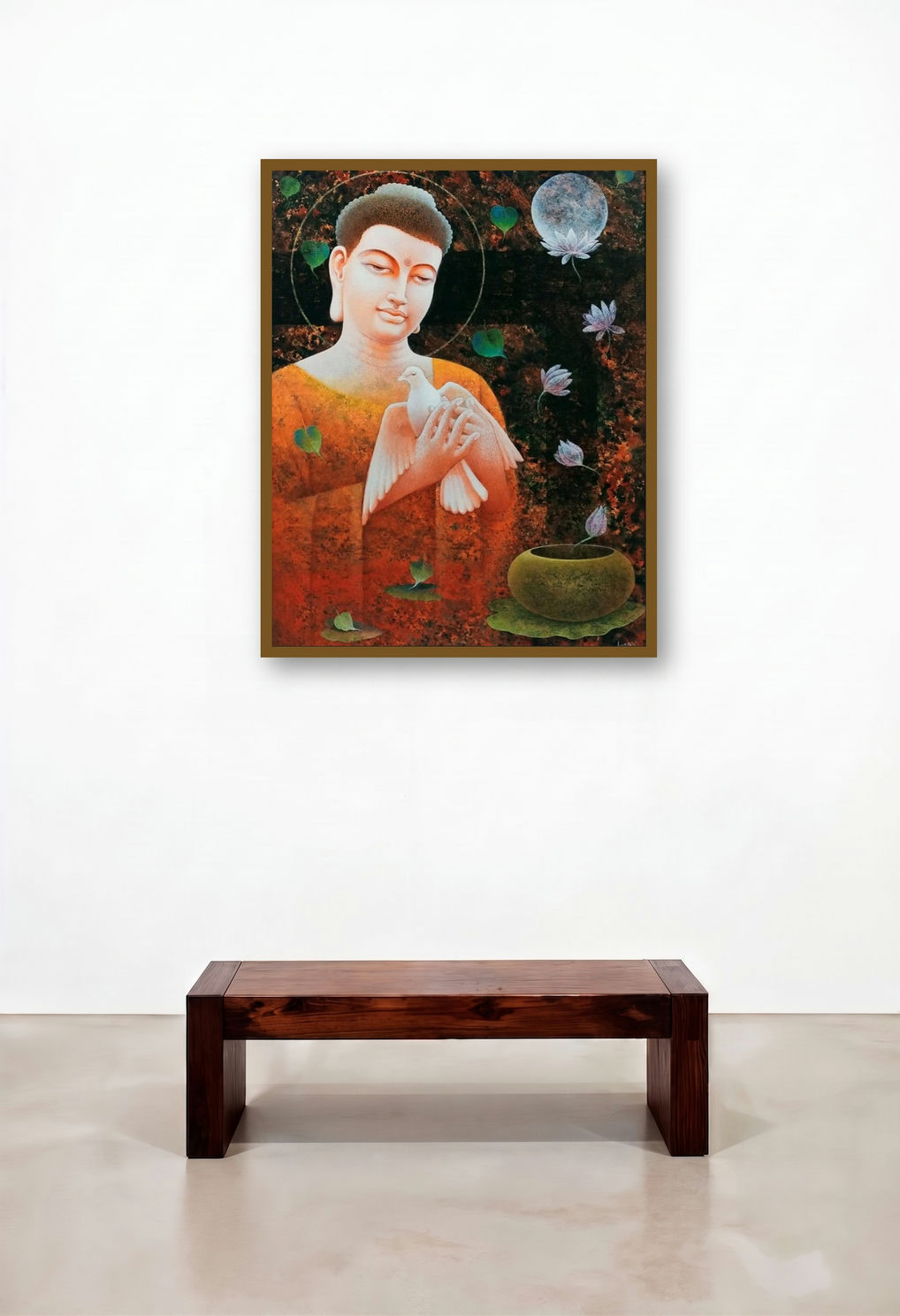 Buddha by artist Ajay Meshram displayed in a Industrial Hotel Lobby