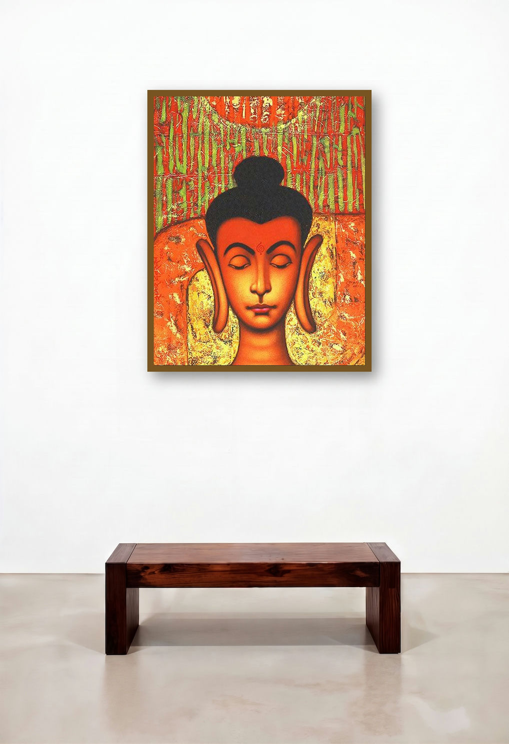 Buddha by artist Shankar Devarukhe displayed in a Minimalist Hotel Lobby