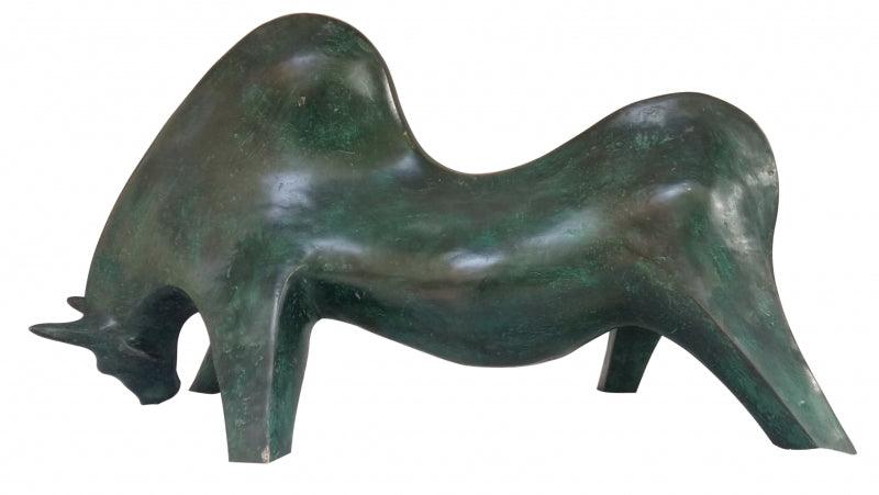 Animals sculpture titled 'Bull 2', 35x17x12 inches, by artist Asurvedh Ved on Bronze