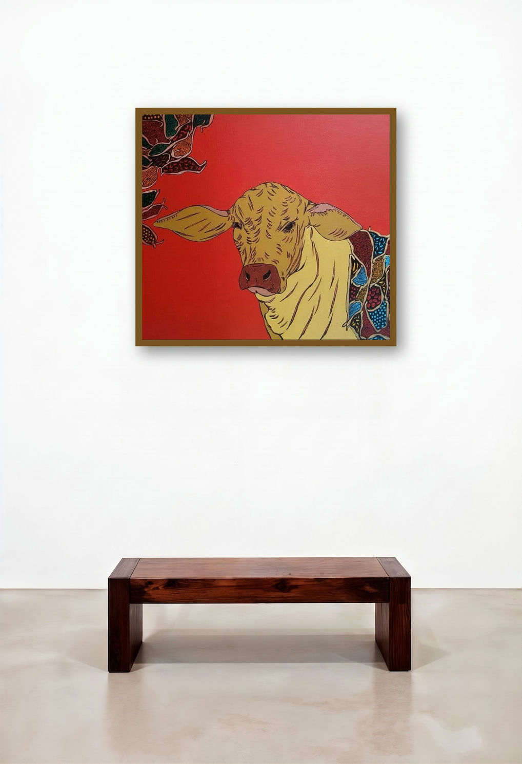 Bull 4 (The Curious Calf) by artist Rama Krishna V displayed in a Classic Dining Room
