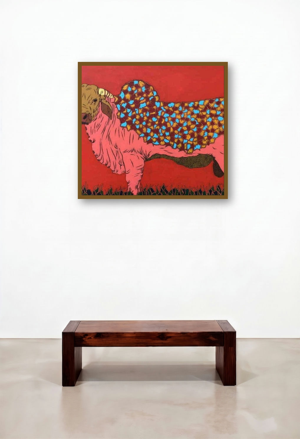 Bull (Bull 6) by artist Rama Krishna V displayed in a Urban Loft Reception Area
