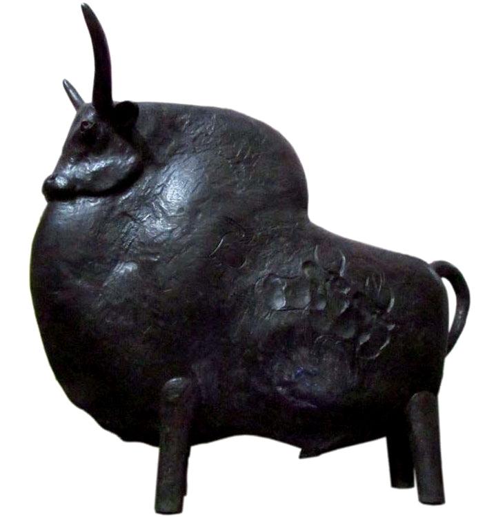 Animals sculpture titled 'Bull', 52x48x12 inches, by artist Tanmay Banerjee on Bronze