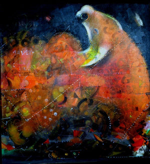 Figurative acrylic painting titled 'Bull', 36x36 inches, by artist Madan Lal on Canvas