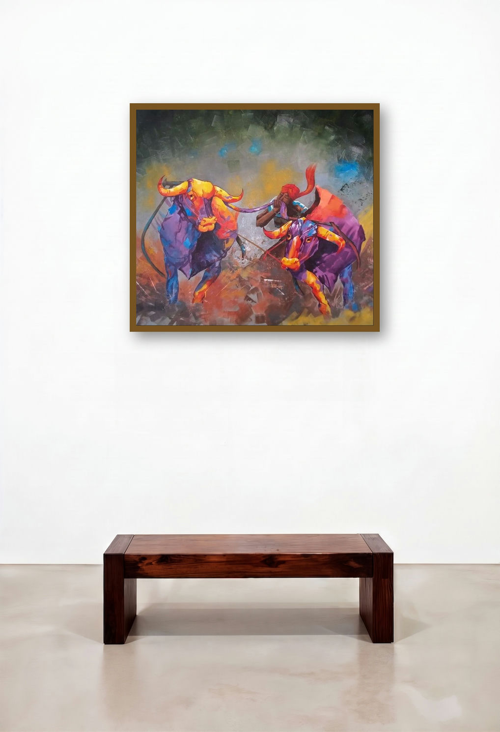 Bull Race (The Bull Race) by artist Lisha N T displayed in a Boutique Hotel Style Bedroom