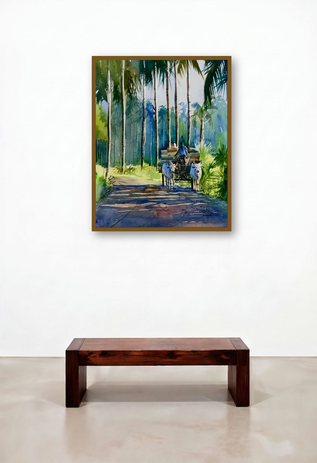 Bullock Cart (Peaceful Passage**) by artist Abhijeet Bahadure displayed in a Contemporary Home Office