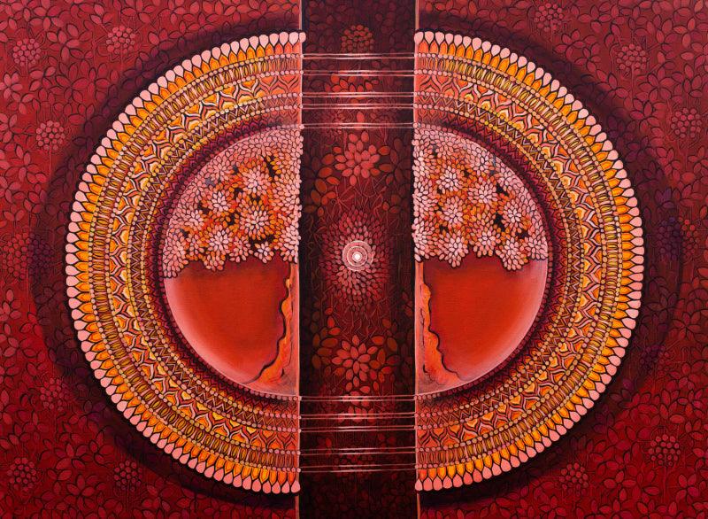 contemporary acrylic painting titled 'CONNECTION Series 1', 36x48 inches, by artist NITU CHHAJER on canvas
