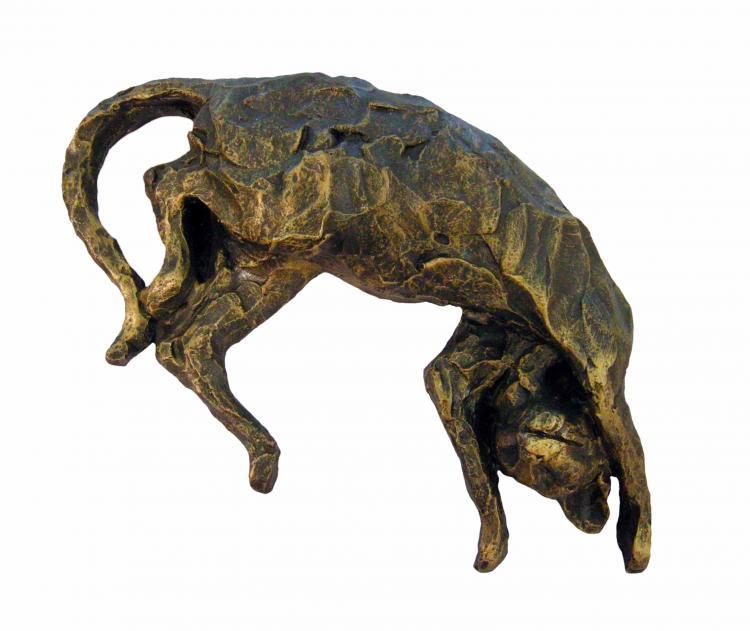 Animals sculpture titled 'Cat', 19x20x4 inches, by artist Vnayak Rampure on Fiber Glass