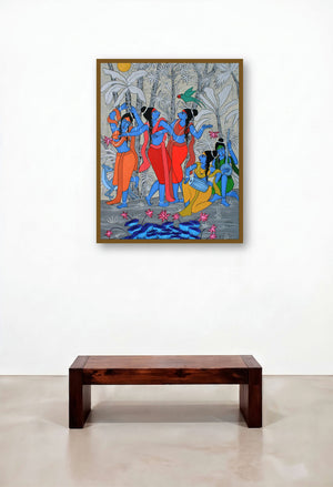 Celebration (A Divine Performance) by artist Chetan Katigar displayed in a Minimalist Hotel Lobby