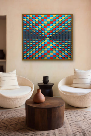 Celebration (Depth Perception) by artist Samba Biswas displayed in a Minimalist gallery